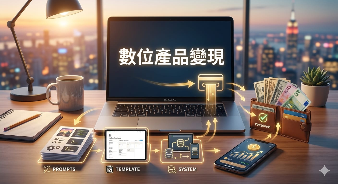 Gumroad / Lemon Squeezy 數位產品變現:Prompt 包、模板、Notion 系統怎麼賣